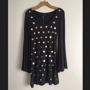 Retro Brown Swing Dress with Paillettes NWT
